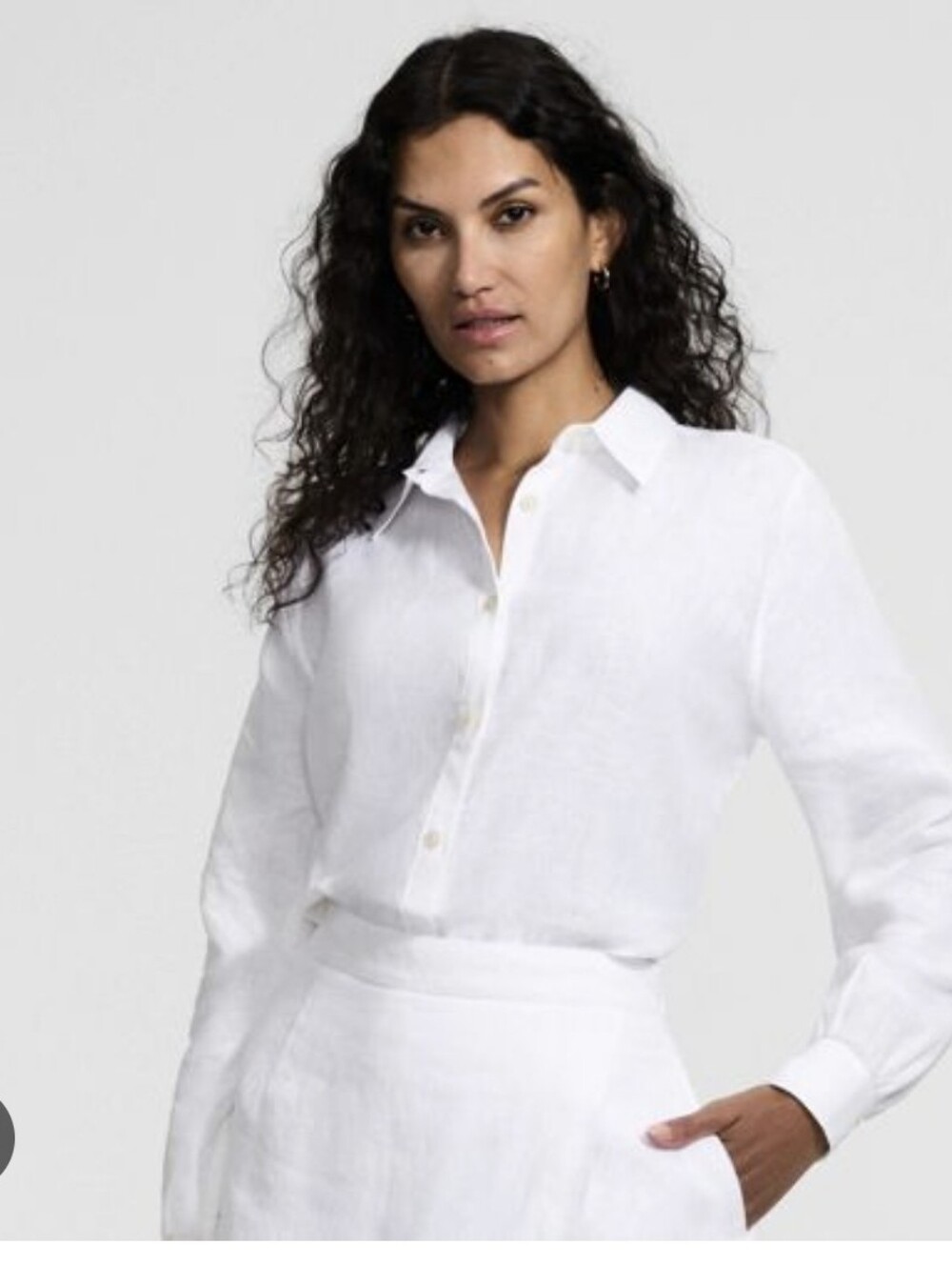 Lands' End White Linen Button-Down Shirt Normcore Ralphcore Classic